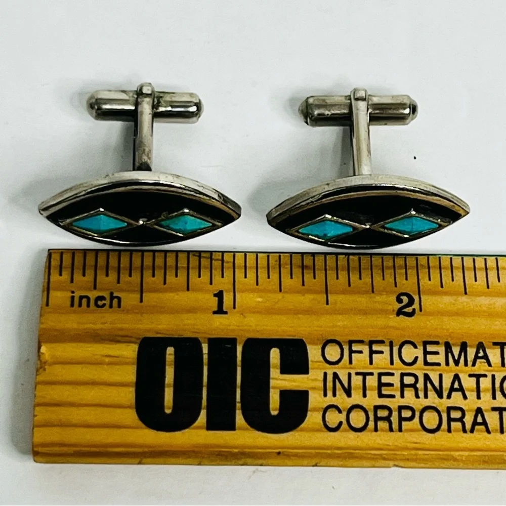 vintage st labre diamond shape turquoise southwestern cufflinks‎ costume
